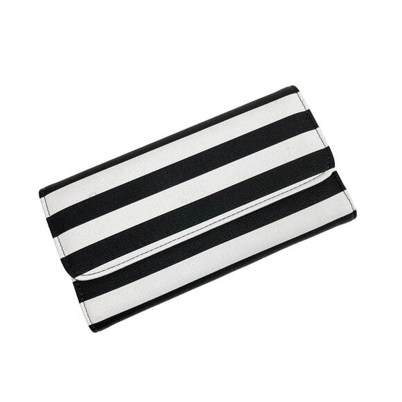 Kut from the Kloth | NWOT Black & White Stripe Tri-Fold Rectangular Wallet - Picture 1 of 6
